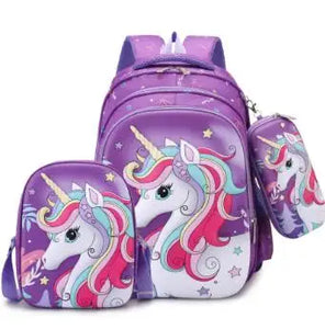 Children Unicorn Rolling School Trolley Backpack Bag For Girls kids Sets