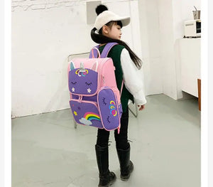 Cartoon Unicorn School Trolley Backpack Bag For Girls Kids Set