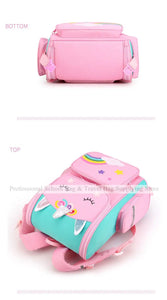 Cartoon Unicorn School Trolley Backpack Bag For Girls Kids Set