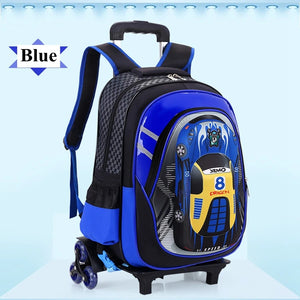 Children Sport Cars School Trolley Backpack Bag For Kids Boys