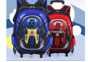 Children Sport Cars School Trolley Backpack Bag For Kids Boys