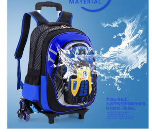 Children Sport Cars School Trolley Backpack Bag For Kids Boys