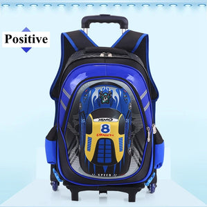 Children Sport Cars School Trolley Backpack Bag For Kids Boys