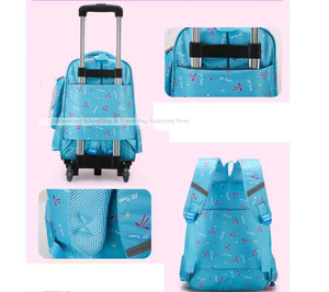 Children Unicorn Rolling School Trolley Backpack Bag For Girls kids Sets