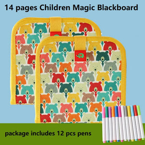 14 Pages Magic Blackboard Children Educational Toy Kids Coloring Drawing Book Erase Boards With 12 pcs Water Chalk Pens