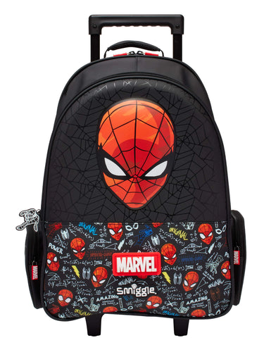 Superhero Cartoon School Bag Trolley For Kids Large Capacity