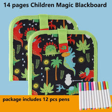 14 Pages Magic Blackboard Children Educational Toy Kids Coloring Drawing Book Erase Boards With 12 pcs Water Chalk Pens