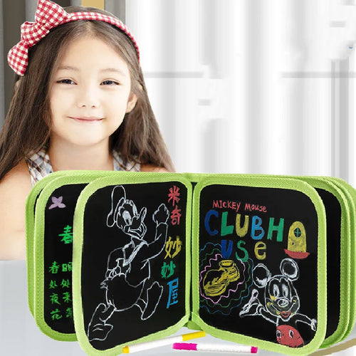 14 Pages Magic Blackboard Children Educational Toy Kids Coloring Drawing Book Erase Boards With 12 pcs Water Chalk Pens