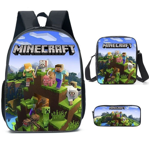 Cartoon Kids Game Minecraft Backpack Bag Set For Kids