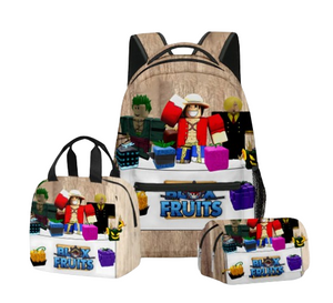 Roblox Fruit Blox School Backpack Bag Set For Kids Girls Boys