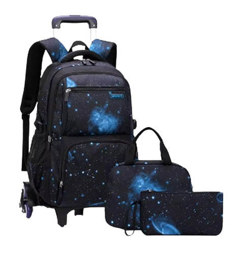 Primary Junior High Backpack for Boys Trolley School Bag Set