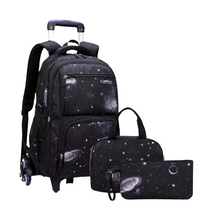 Primary Junior High Backpack for Boys Trolley School Bag Set