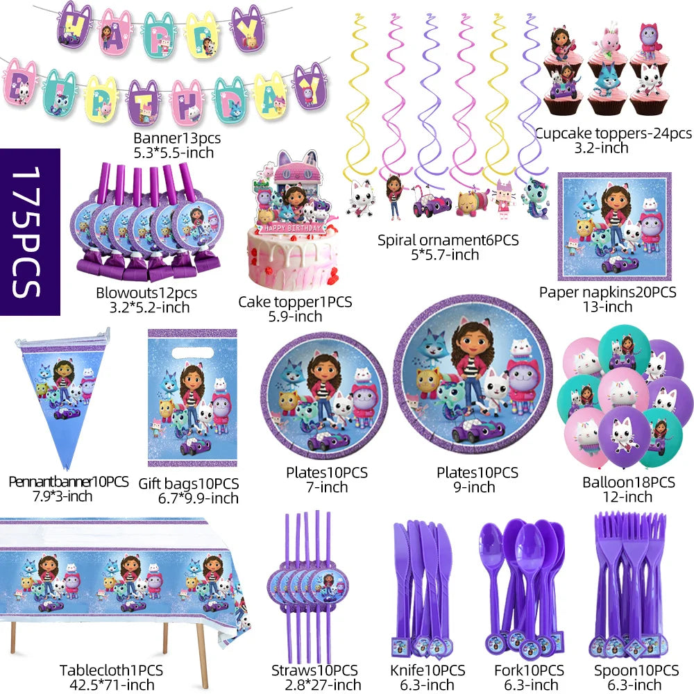 Gabby Dollhouse Birthday Decoration Supplies