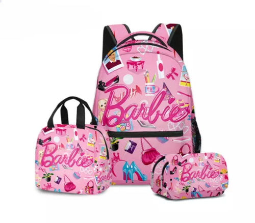 Barbie School Backpack Bag For Girls Kids Set