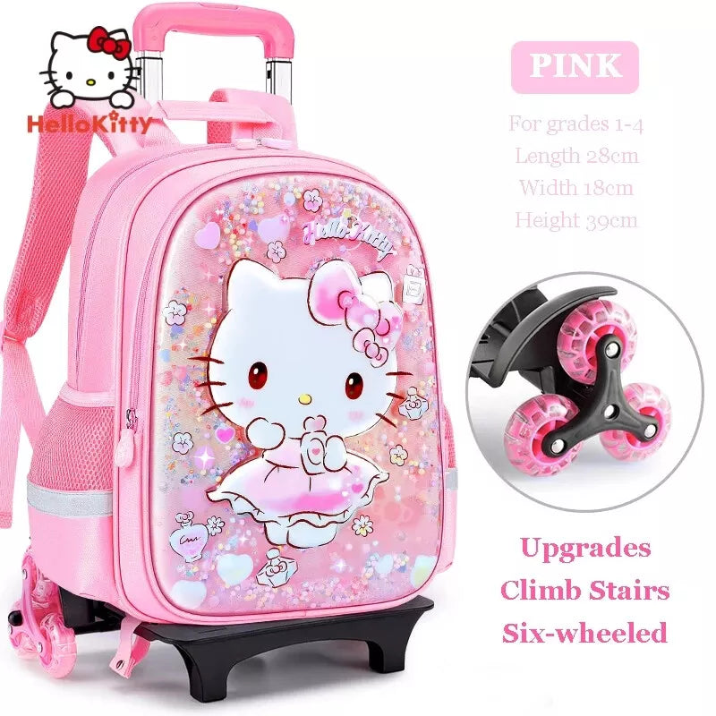 Sanrio Hello Kitty School Trolley Backpack Bag for Girls Kids