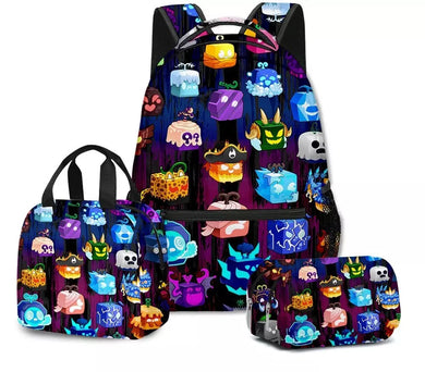 Roblox Fruit Blox School Backpack Bag Set For Kids Girls Boys