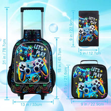 Rolling Game Controller School Trolley Backpack Bag Set For Kids Boys Girls